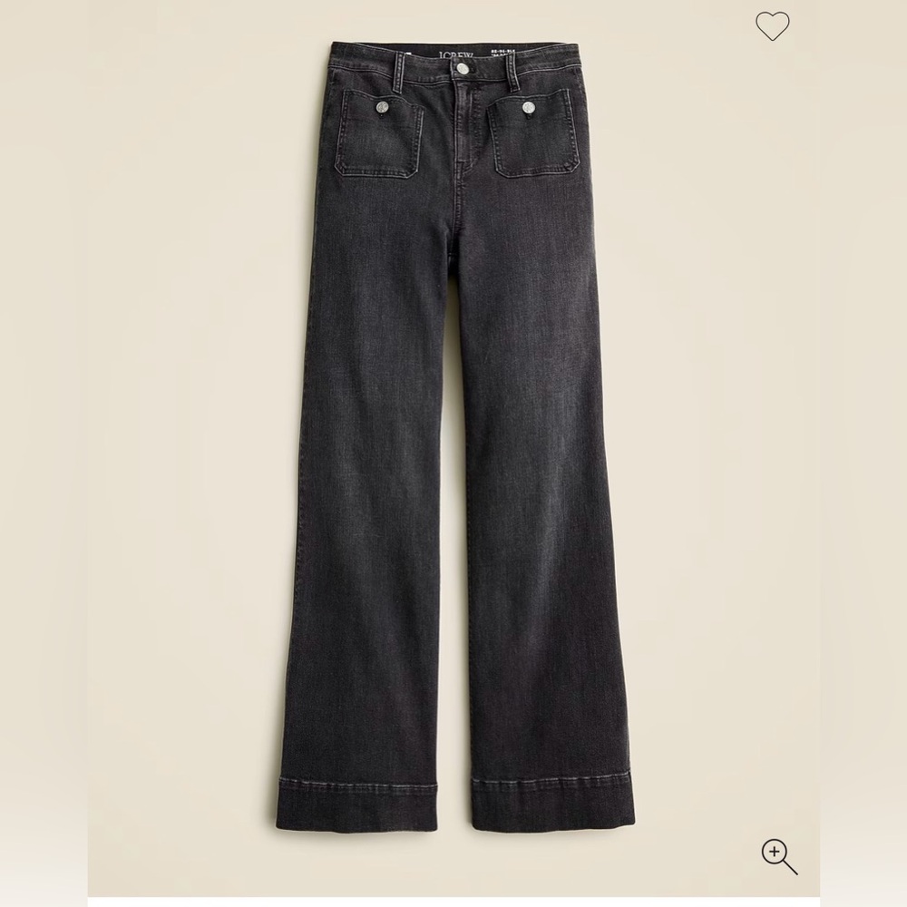 NWT J Crew Sailor denim trouser in 1996 semi-stretch Black Wash Size 26/2 Petite